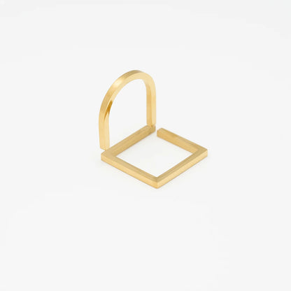 U-shaped Square Ring For Women Stainless Steel Gold Color Rings Fit to New Year Birthday Gift Fashion Jewelry