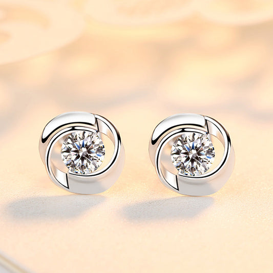 S925 pure silver rose earrings with petal shaped earrings, Korean minimalist women's mini clover rose petal earrings