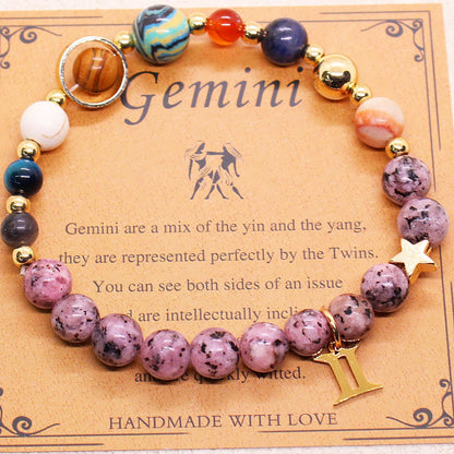 Eight Planets 12 Constellation Bracelet Natural Stone Hemp Stone