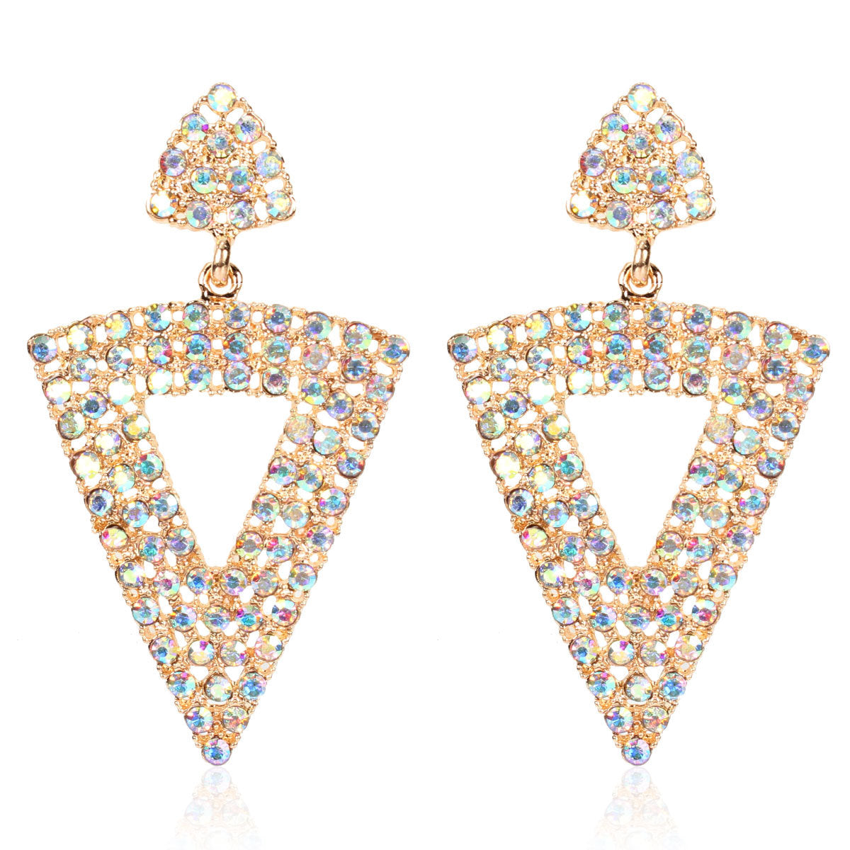 Fashion Rhinestone Earrings Triangle Earrings Rhinestone Earrings