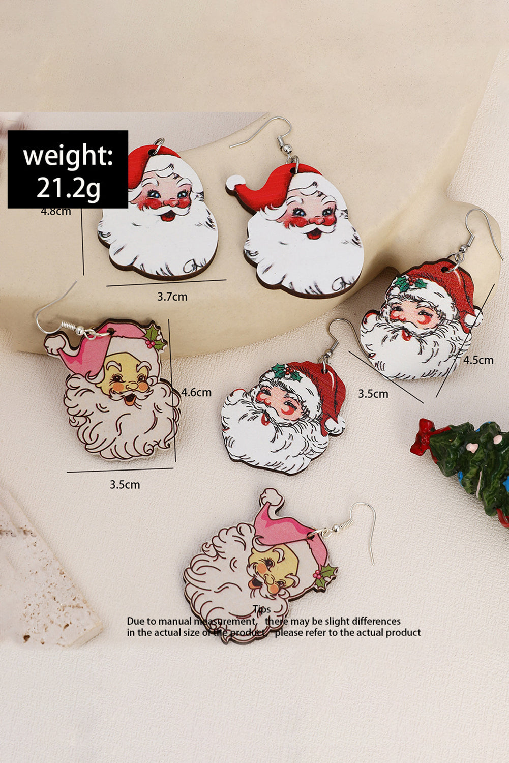 White 3 Pairs Christmas Santa Clause Pendant Hook Earrings