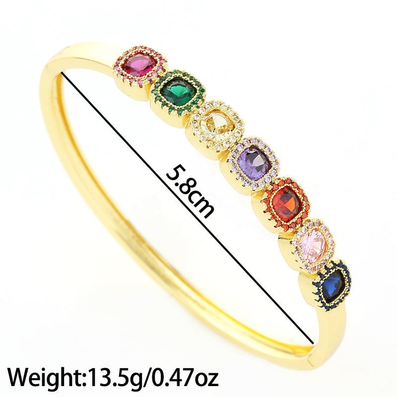 Fashionable and minimalist bracelet set with colored zircon bracelet