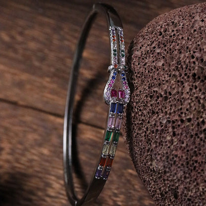 Copper inlaid colored zircon bracelet