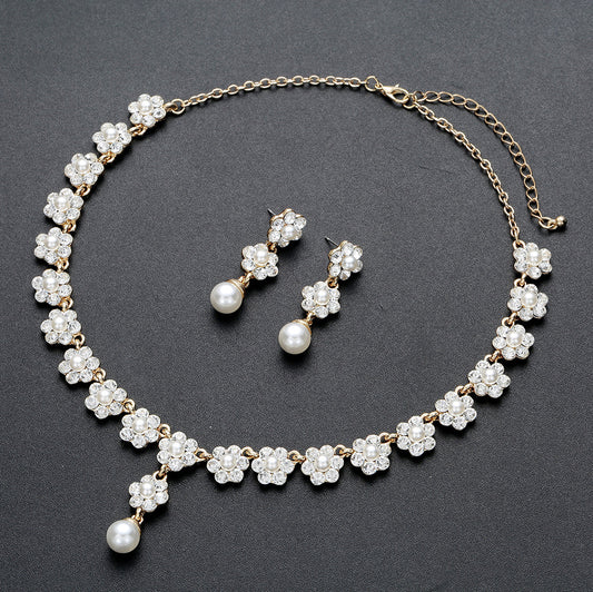 Creative Pearl Necklace Earrings Jewelry Set