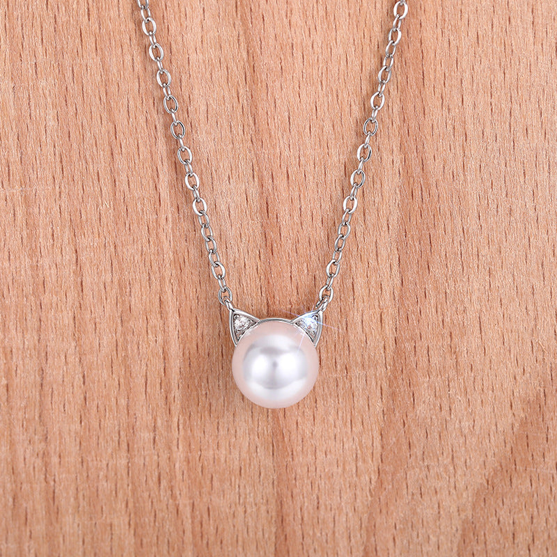 Fashion Cat Ear Pearl Necklace