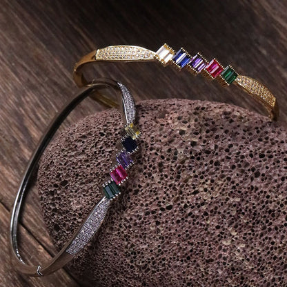 Copper micro inlaid bracelet with electroplating inlaid color zirconium bracelet