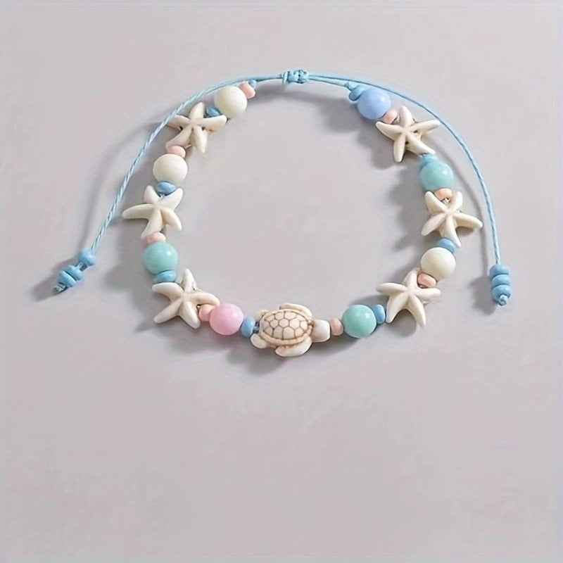 Beaded Weave Bohemian Starfish Turtle Anklet