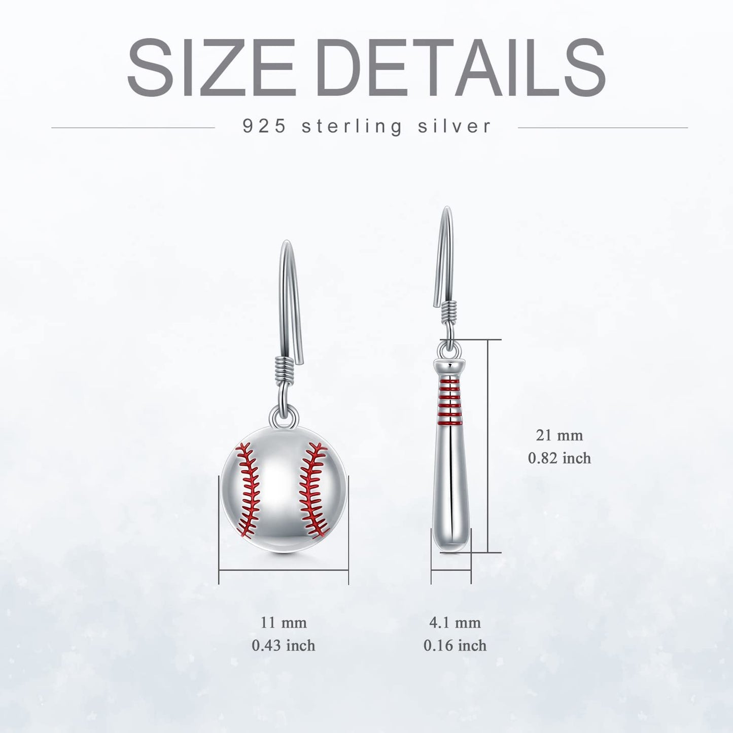 Baseball Earrings for Women Sterling Silver Baseball Bat Earrings Sport Lover Jewelry Gifts