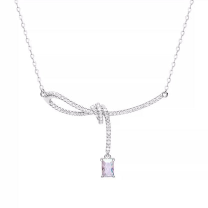 Aurora Small Sugar Cube Ribbon Knot Necklace Female Clavicle Chain