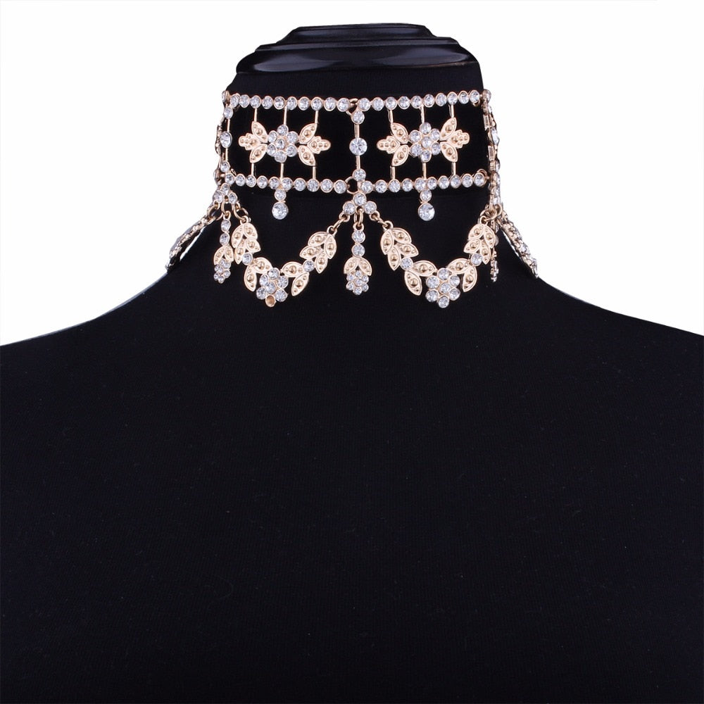 Crystal Rhinestone Choker Necklace Velvet Statement Necklace