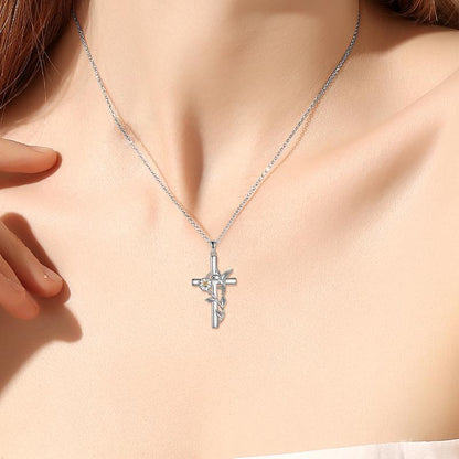 Hummingbird Cross Necklace Gifts for Women Sterling Silver