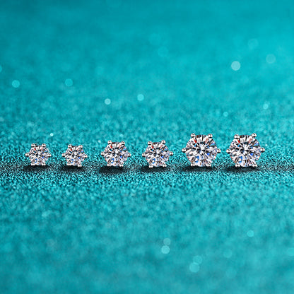 925 Sterling Silver Stud Earrings Six-claw Stud Earrings Moissanite Stud Earrings