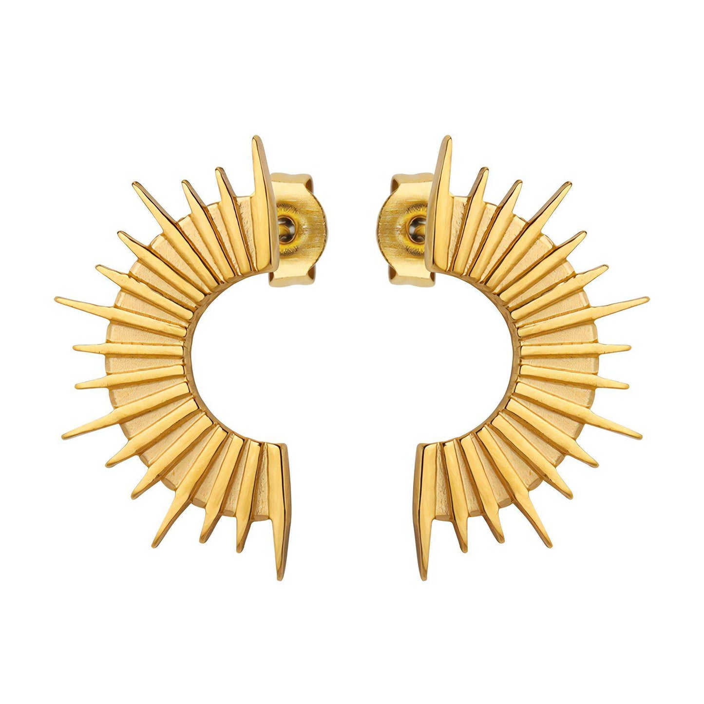 18K gold plated Stainless steel  Spikes earrings, Intensity