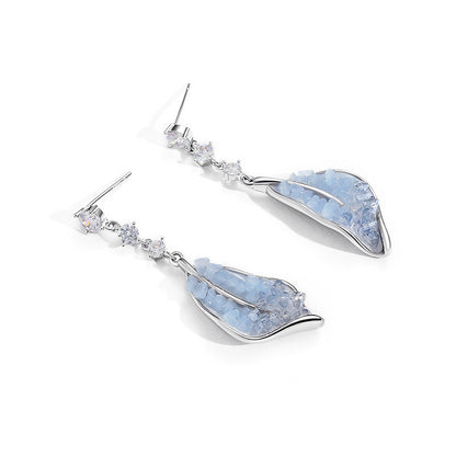 Sea Salt Ice Crystal Stud Earrings Iceland Leaf Pendant