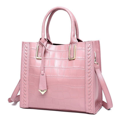 Crocodile Pattern Woven Handbag Women Leather Handbags