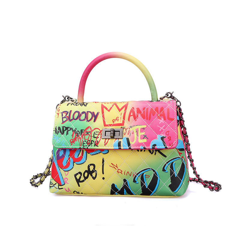 Ladies Painted Graffiti BagsColor Ladies Handbags