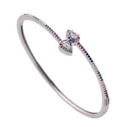 Copper micro inlaid bracelet with colorful zircon double headed snake bracelet