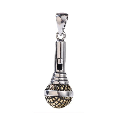 S925 Sterling Silver Microphone Pendant For Men And Women Hip Hop Trend Pendant