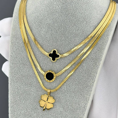 18K gold plated Stainless steel  Four-leaf clover necklace, Intensity