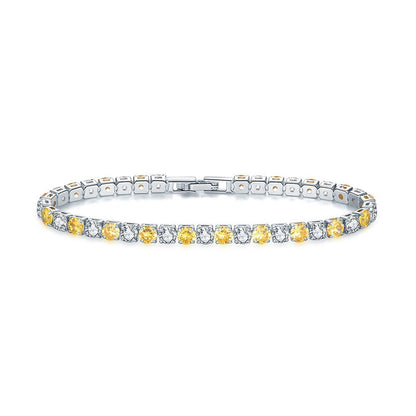 Zircon Bracelet Single Row 4mm Round Full Diamond Tennis Chain Tennis Bracelet