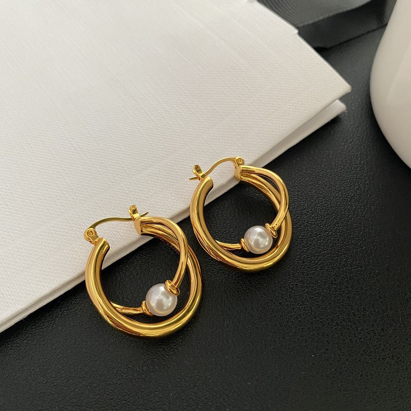 European and American style niche design, high-end fashion, irregular geometry, round vegetable wrapped earrings, retro earrings, earrings