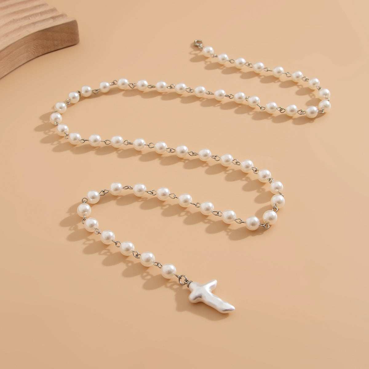 Stylish temperament, pearl bead Y-shaped necklace, versatile cross fringe, Necklace