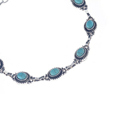 Retro Ethnic Style Alloy Foot Ornaments Fashion Simple Turquoise Anklet