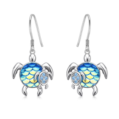 Turtle Earrings Sterling Silver Mom and Baby Dangle Mother and Daughter Tortoise