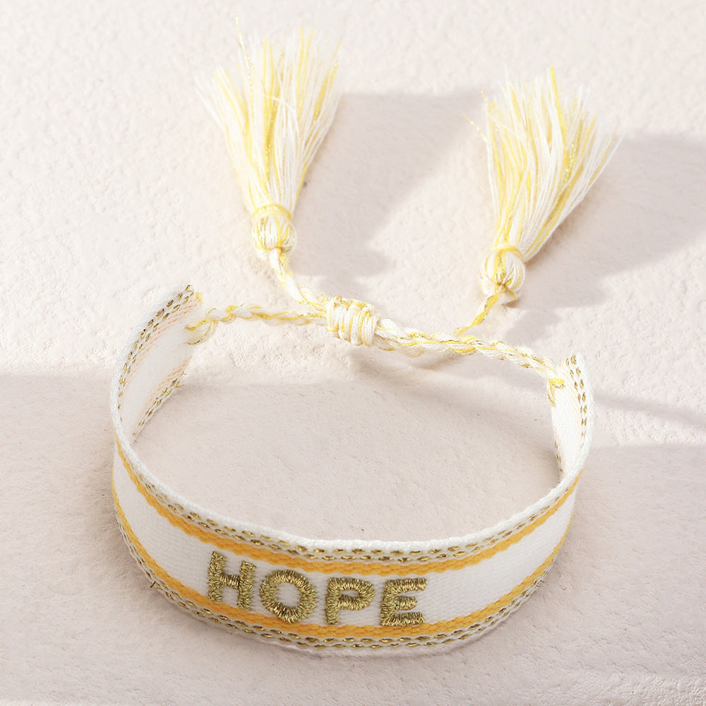 Trendy Handmade Weave Vintage Embroidery Letter Bracelet