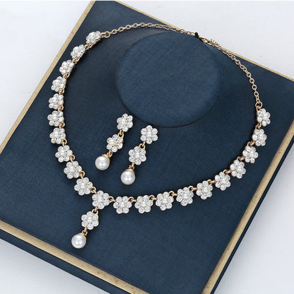 Creative Pearl Necklace Earrings Jewelry Set