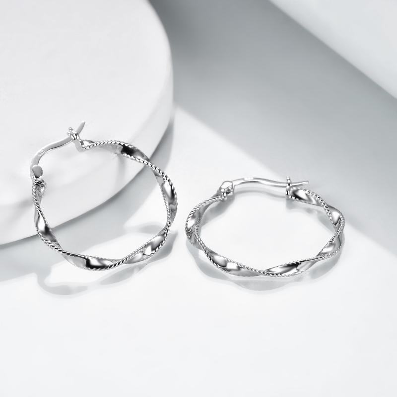 Circle Endless Hoop Earrings Twist Jewelry Gifts 30MM Hypoallergenic