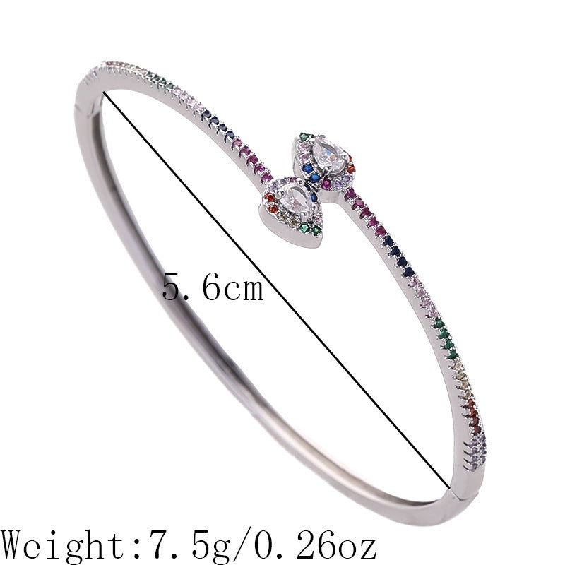 Copper micro inlaid bracelet with colorful zircon double headed snake bracelet