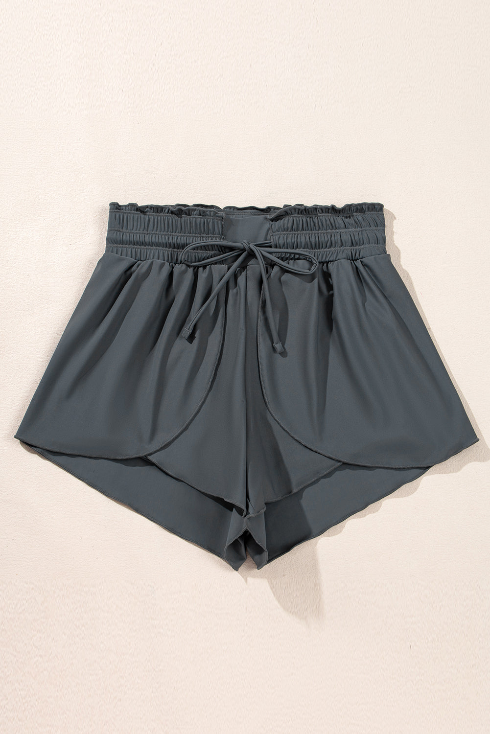 Dark Grey Frilly High Waist Petal Wrap Swim Shorts