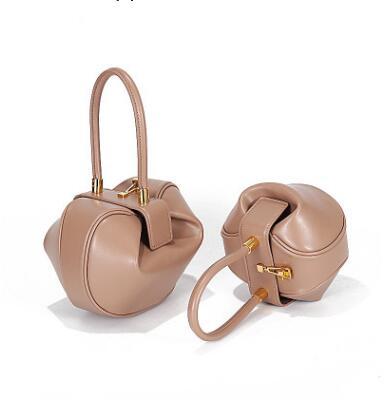 Leather handbags Europe and the United States fashion retro French niche design portable dumplings wonton handbags