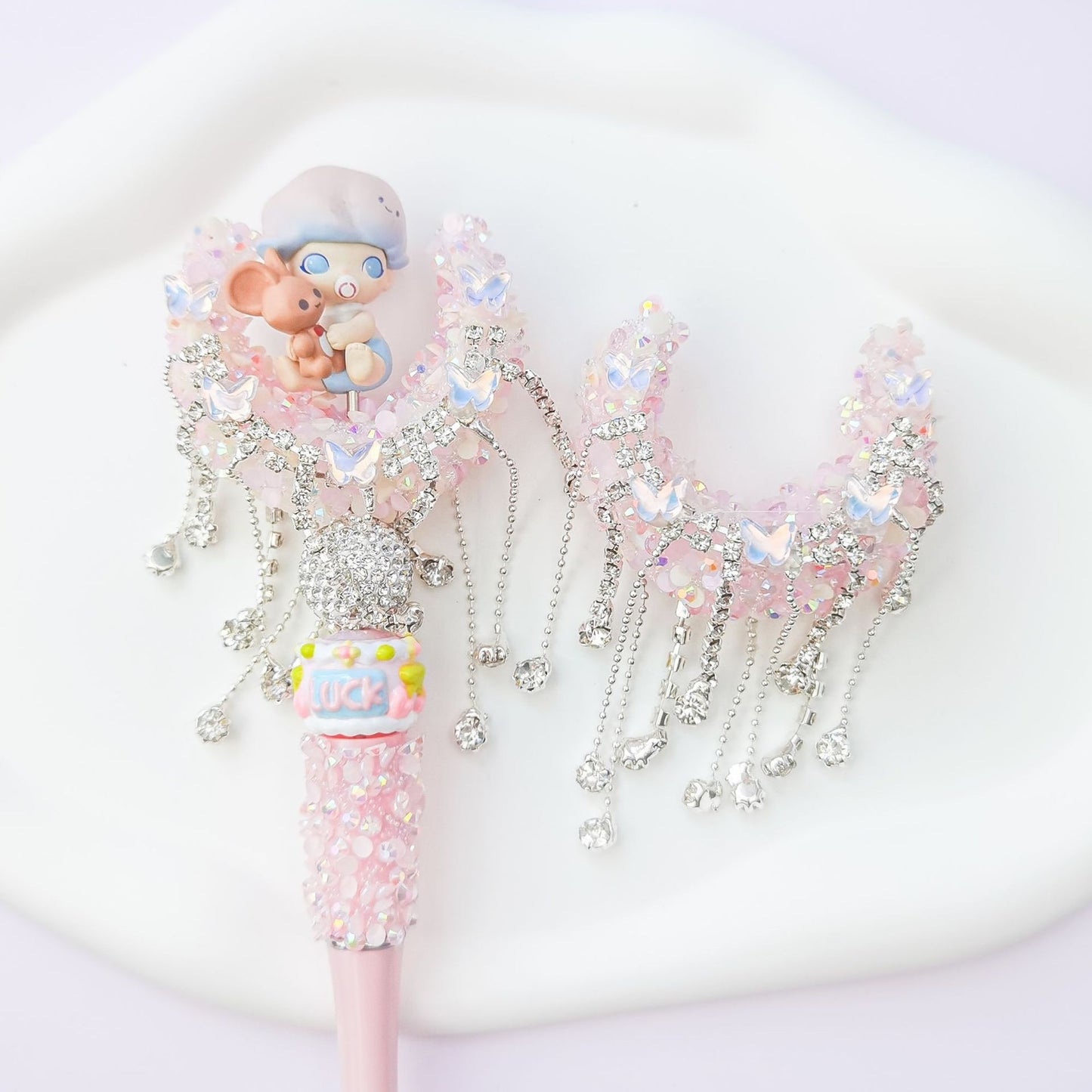 Cute Grain Pen Accessories Handmade Moon Boat Phone Accessory Beaded Pen Accessories