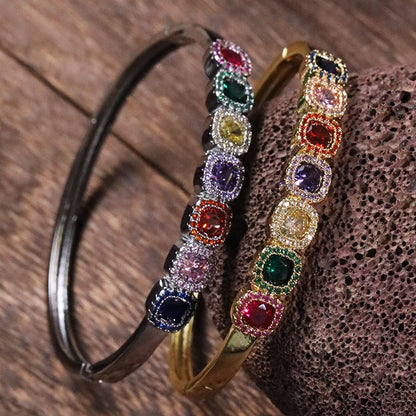 Fashionable and minimalist bracelet set with colored zircon bracelet