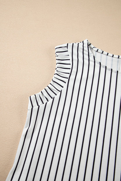 Black White Striped Vest Shift Maxi Dress