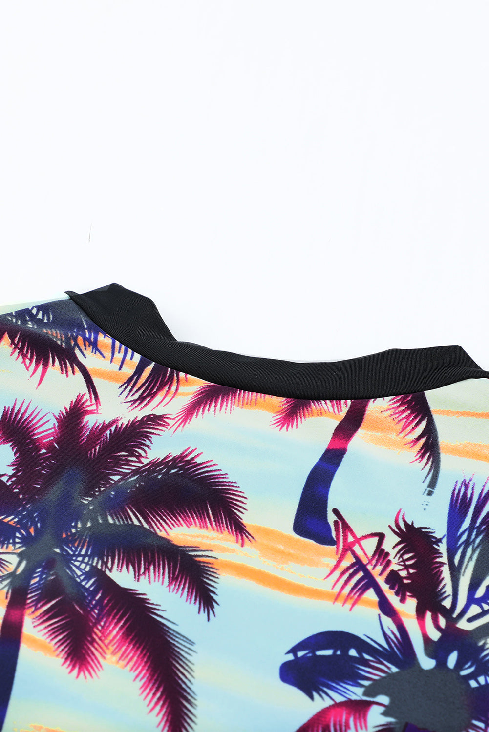 Beach Sunset Zip Front Half Sleeve One Piece Swimsuit