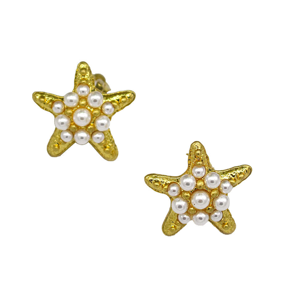 Vintage seaside vacation style starfish earrings, vintage earrings, classic and simple commuting earrings, niche earrings for women