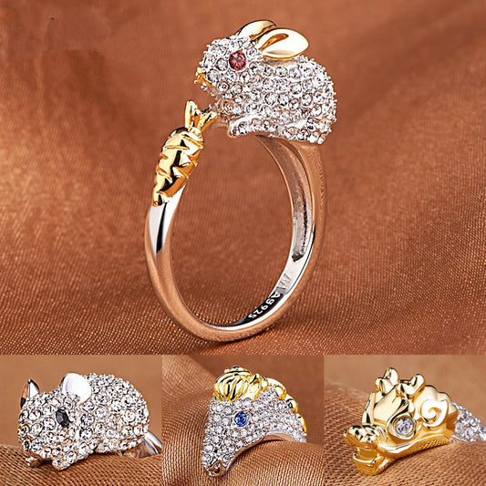 Rhinestone Zodiac Ring