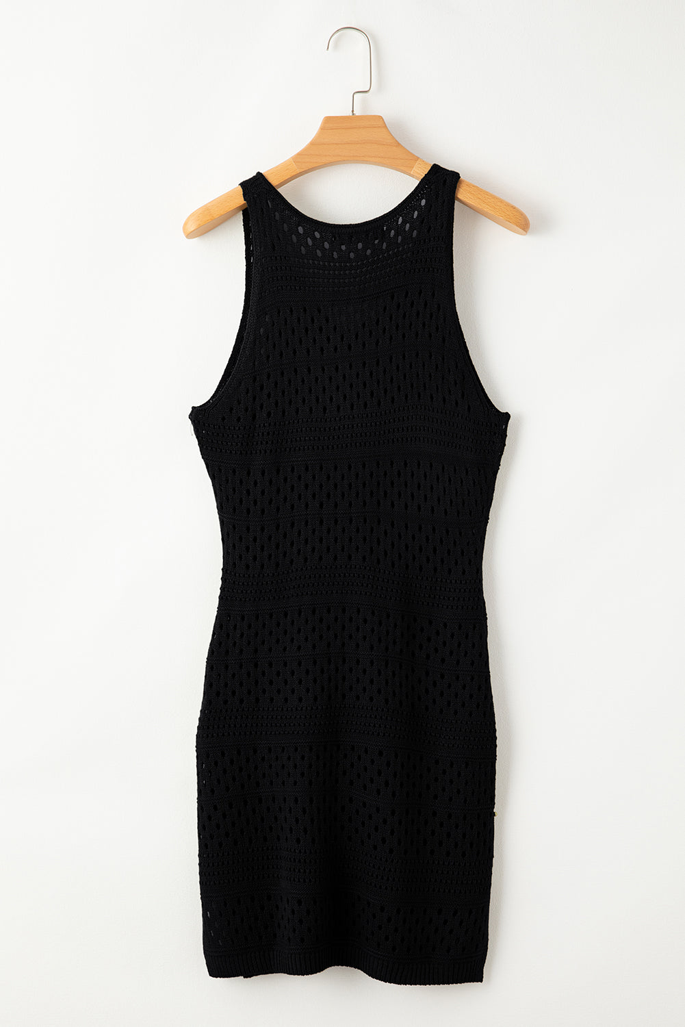 Black Hollow Out Crochet Cover Up Dress with Slits