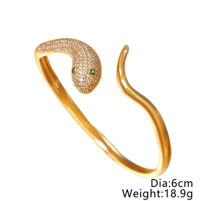 Snake shaped copper micro inlaid zircon bracelet