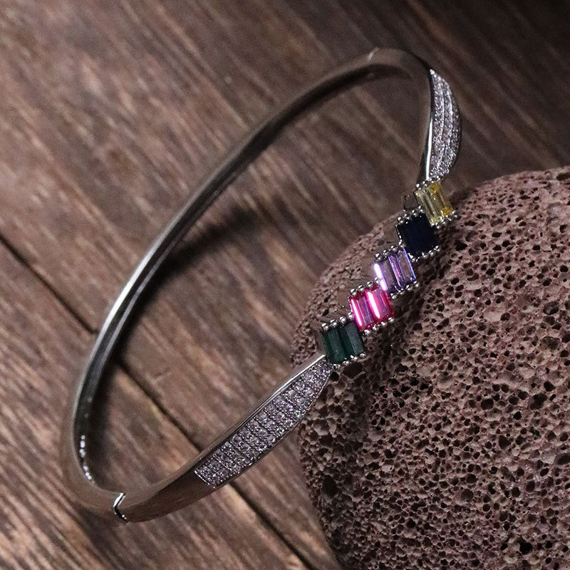 Copper micro inlaid bracelet with electroplating inlaid color zirconium bracelet