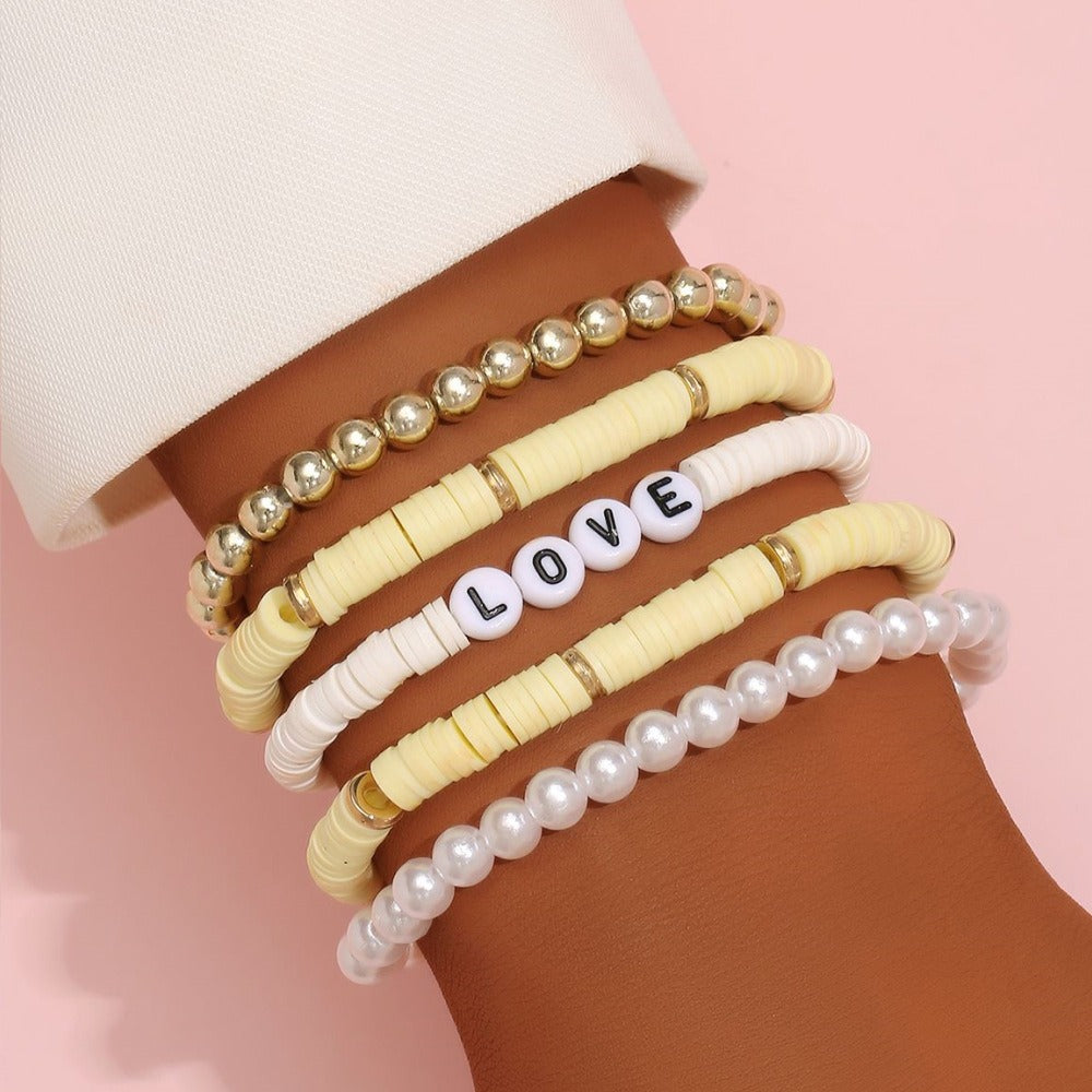 Colorful soft ceramic retro temperament pearl soft ceramic bracelet bracelet bracelet bracelet