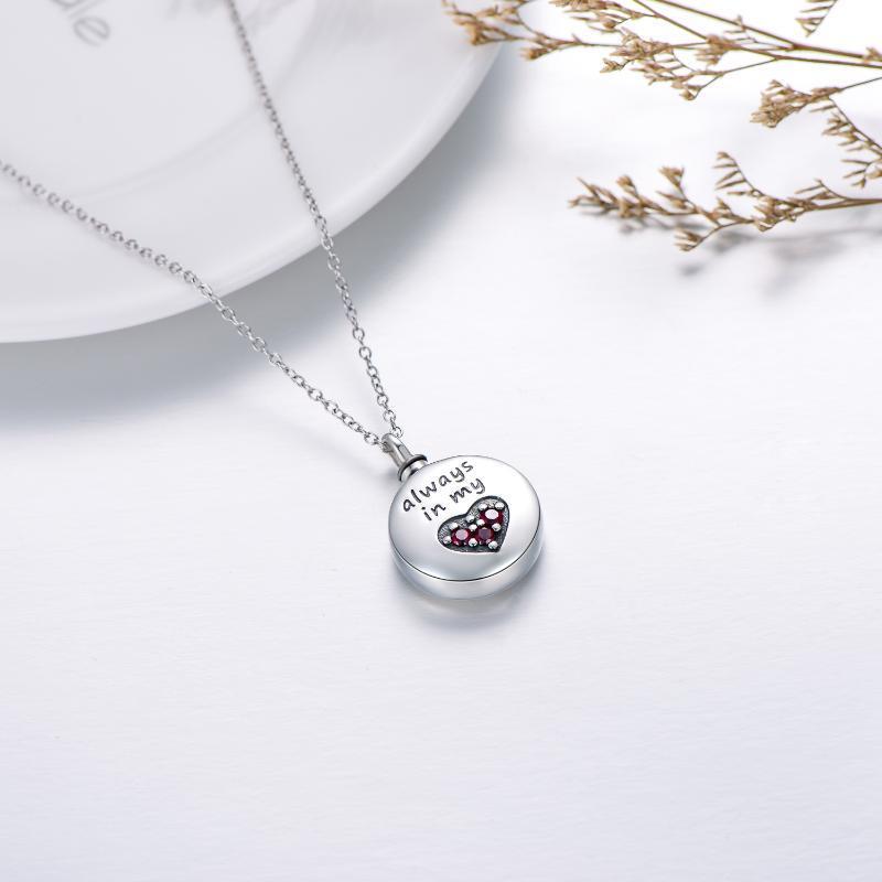 Heart Urn Engraved Cremation Necklace for Ashes in Sterling Silver