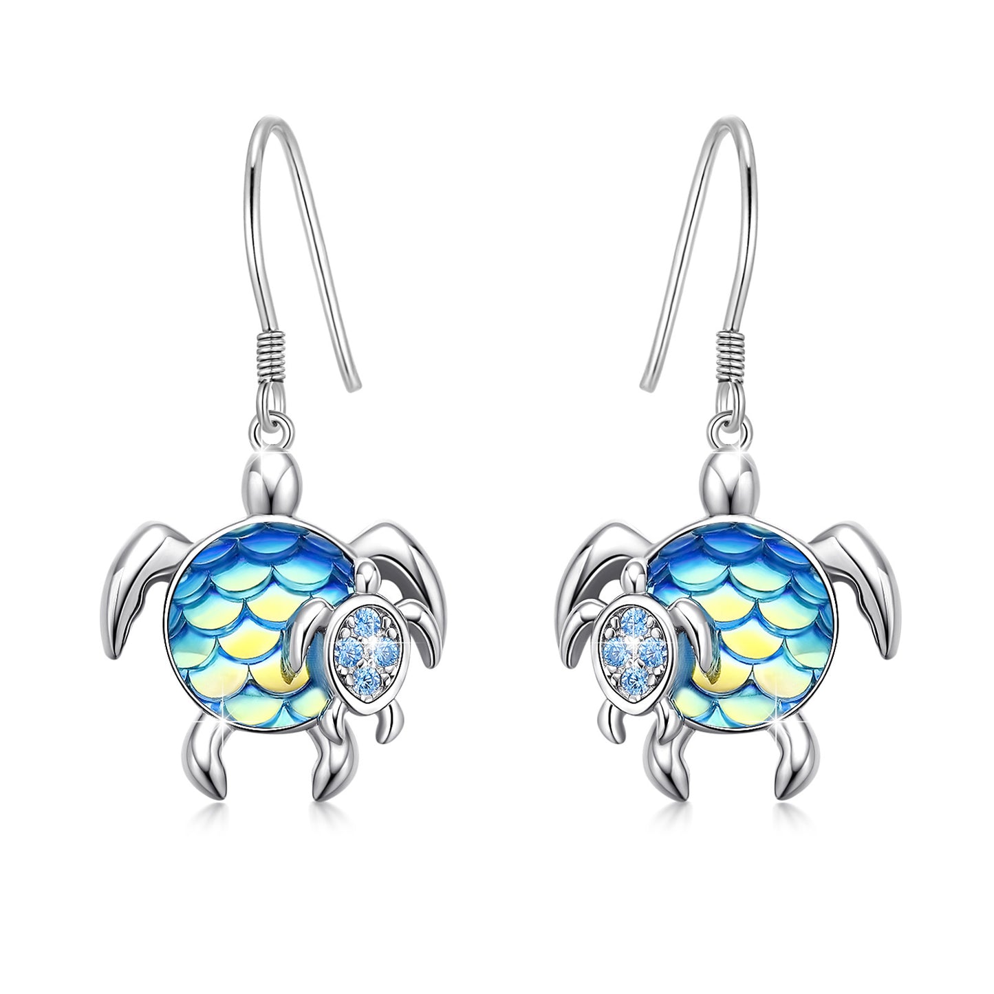 Turtle Earrings Sterling Silver Mom and Baby Dangle Mother and Daughter Tortoise