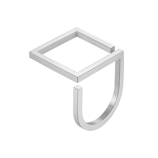 U-shaped Square Ring For Women Stainless Steel Gold Color Rings Fit to New Year Birthday Gift Fashion Jewelry