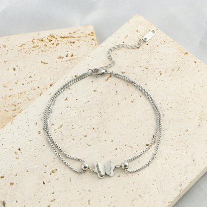 Europe And America Cross Border Butterfly Pendant Layered Anklet