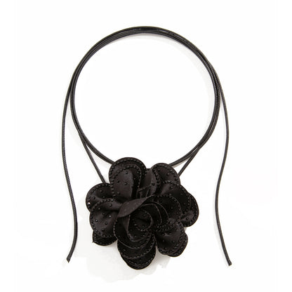 Drawn Choker Fabric Black Rose Skin Wax Thread Necklace