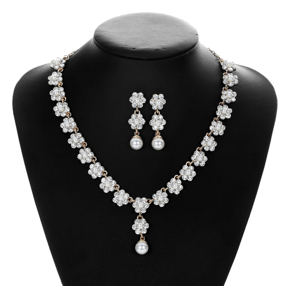 Creative Pearl Necklace Earrings Jewelry Set